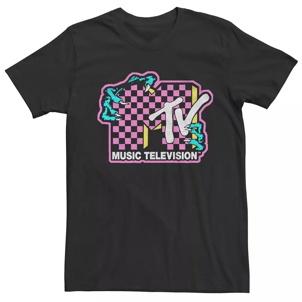 SOLD!!! 🔮 3/$15! Black MTV Checkered Zombie Hands Logo Tee XL